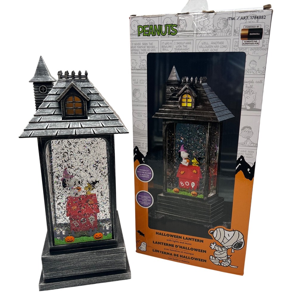 Peanuts Halloween Musical Lighted Lantern Snoopy Woodstock 1784882 Glitter Globe